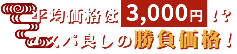 平均価格は3,000円！？コスパ良しの勝負価格！